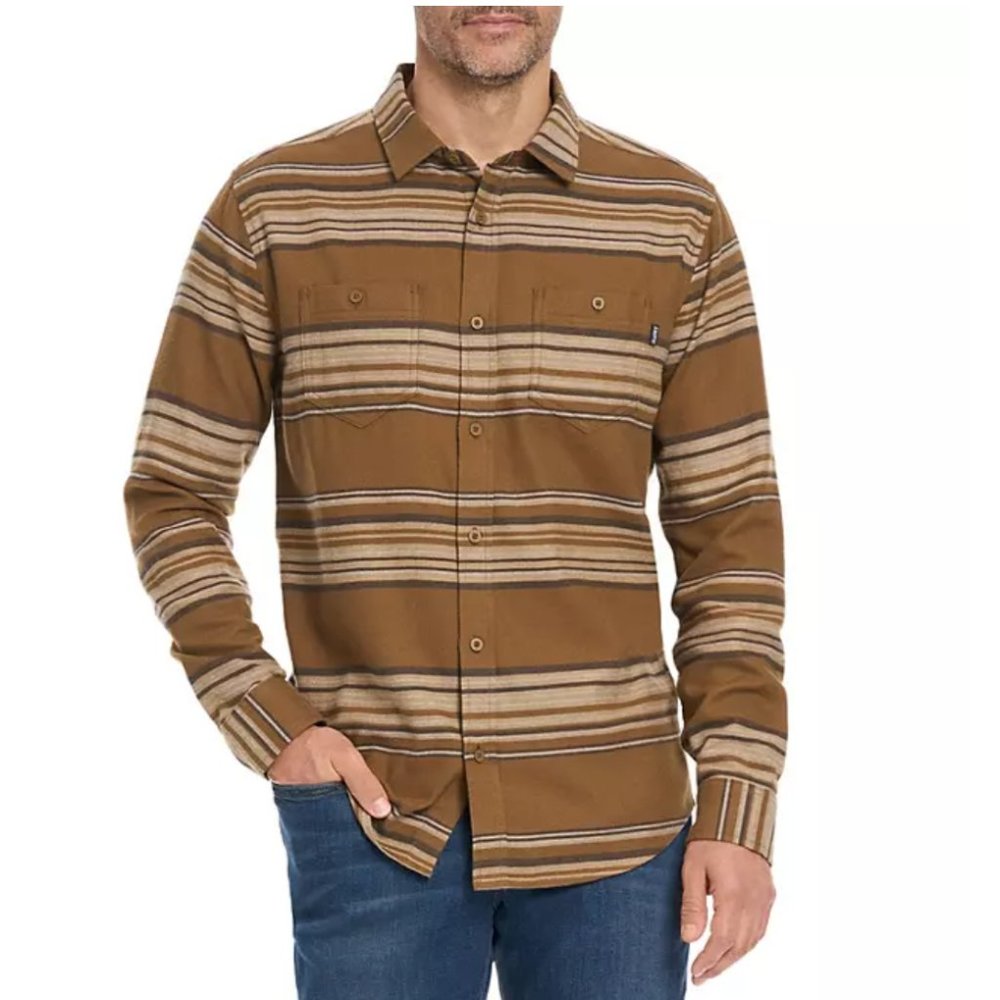 Hurley Longsleeve  Button Up Brushed Flannel Soft Shirt Small Brown NWT
